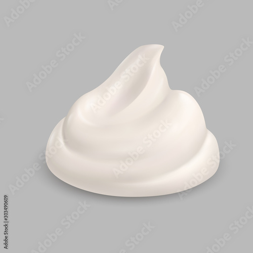 Cream Texture Isolated on Gray Background. Facial Creme, Foam, Gel or Body Lotion Skincare Icon. Illustration Ice Cream Product Swatch