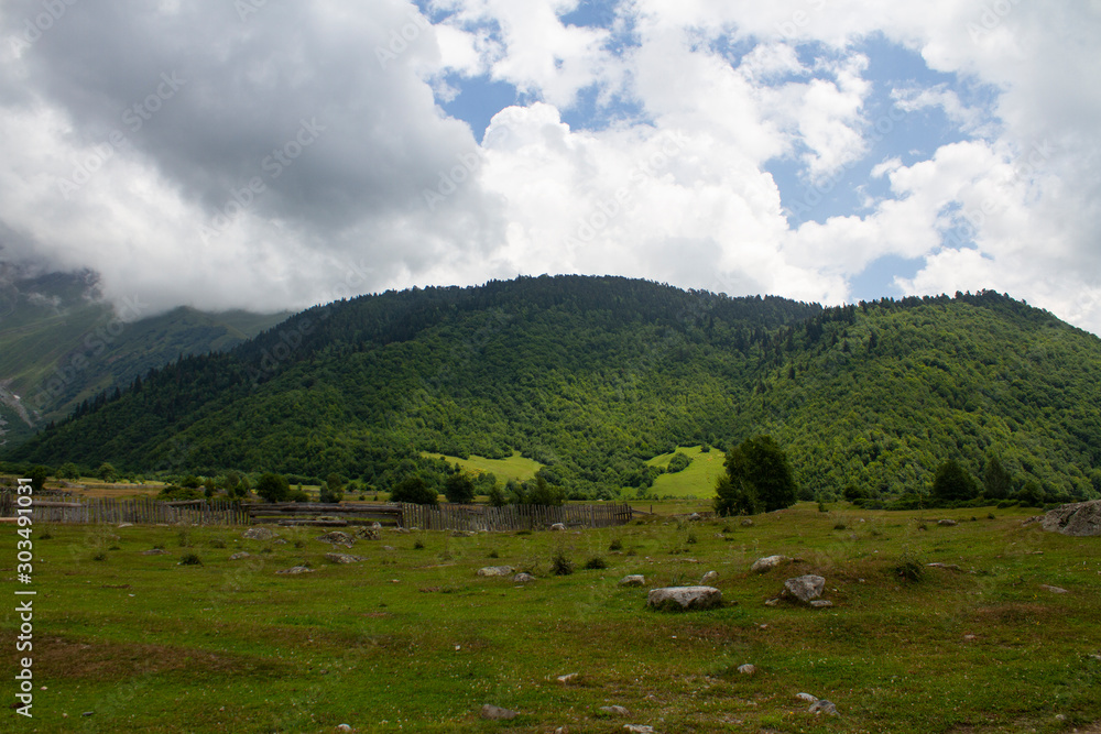 Summer landscape in Upper Svaneti, Georgia