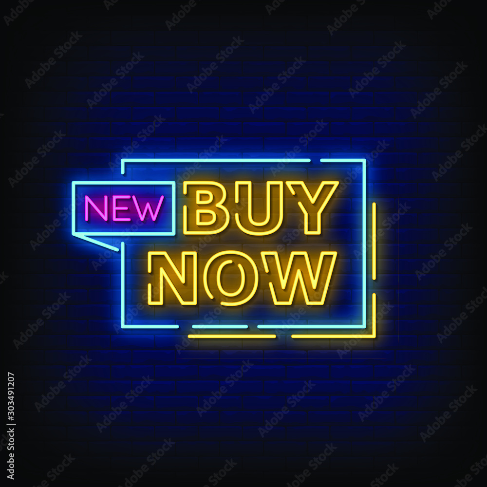 Buy Now Neon Signs Style Text Vector