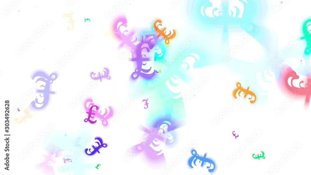 Vapory Sterling Pound Symbol Popping Up Seamless Loop White Background Vapory Sterling Pound Symbol Popping Up Seamless Loop White Background