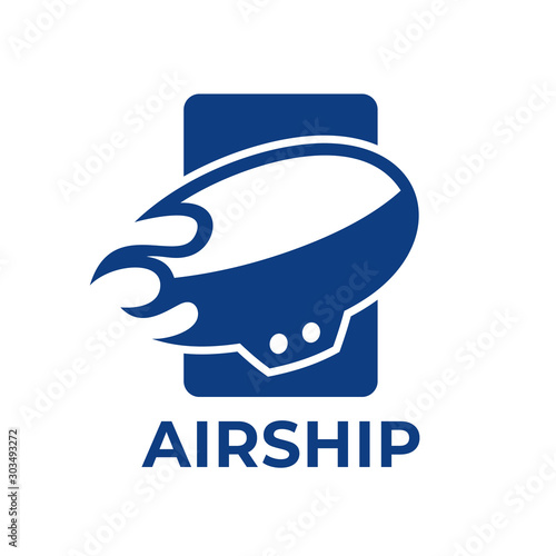 unique clever Airship with fire shape logo design