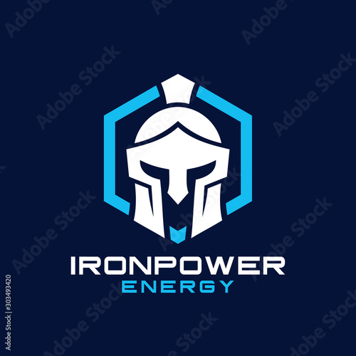 hexagon Spartan helmet logo design inspiration
