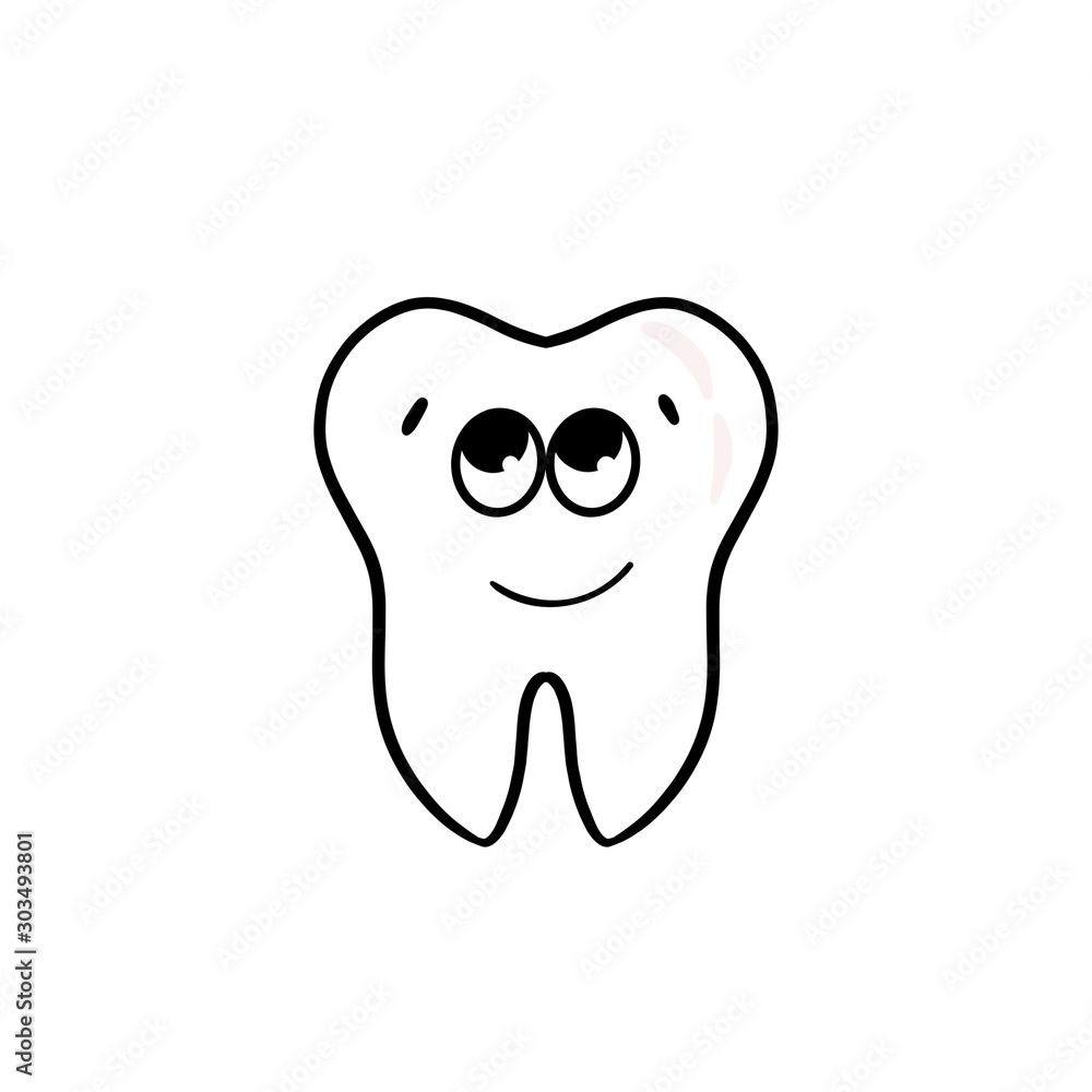 funny cartoon tooth smells. Kawaii, doodle funny cartoon tooth smells. Kawaii, doodle