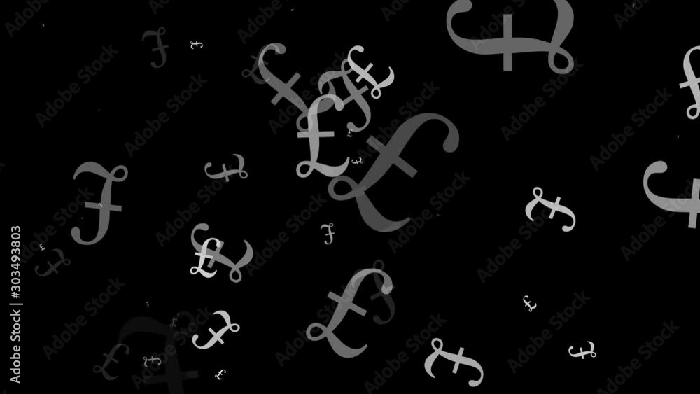 Black and White Flat Sterling Pound Sign Popping Up Seamless Loop Black and White Flat Sterling Pound Sign Popping Up Seamless Loop