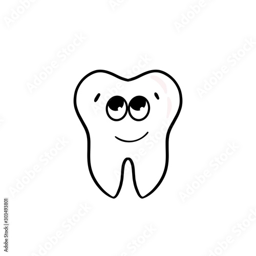 funny cartoon tooth smells. Kawaii, doodle 