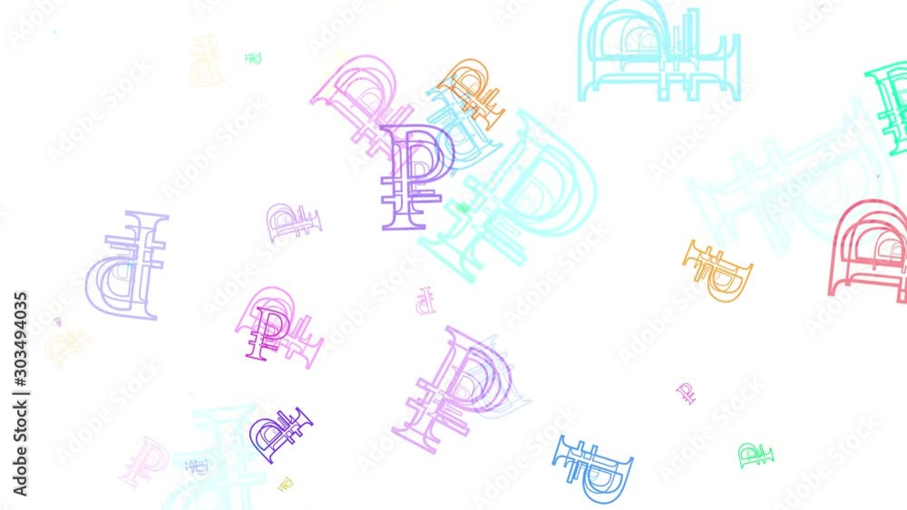 Ridged Russian Ruble Symbol Splashing Up Seamless Loop White Background Ridged Russian Ruble Symbol Splashing Up Seamless Loop White Background