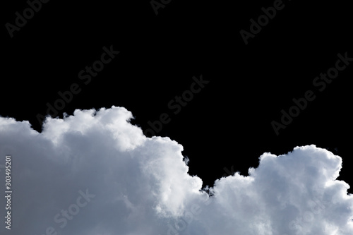 Clouds isolated on black background with clipping path.Abstract drak.