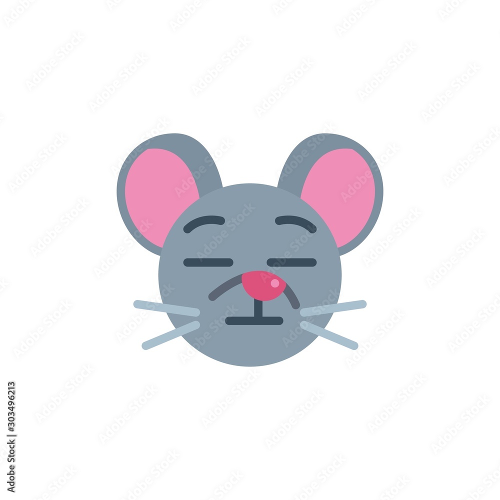 Sleeping mouse face emoji flat icon, vector sign, Tired rat emoticon colorful pictogram isolated on white. Symbol, logo illustration. Flat style design Sleeping mouse face emoji flat icon, vector sign, Tired rat emoticon colorful pictogram isolated on white. Symbol, logo illustration. Flat style design