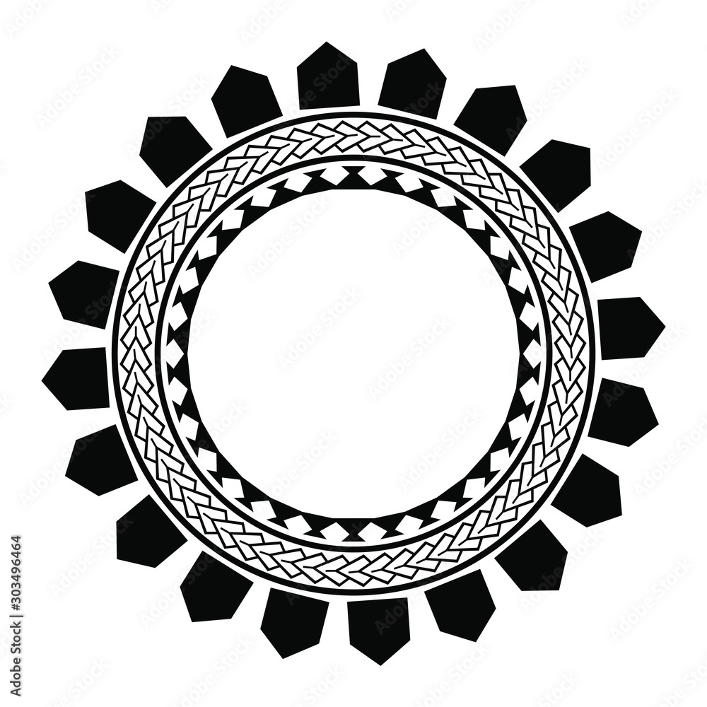 black element for creating a logo pattern, tribal tattoo circle pattern  polynesian style, isolated vector frame Stock Vector