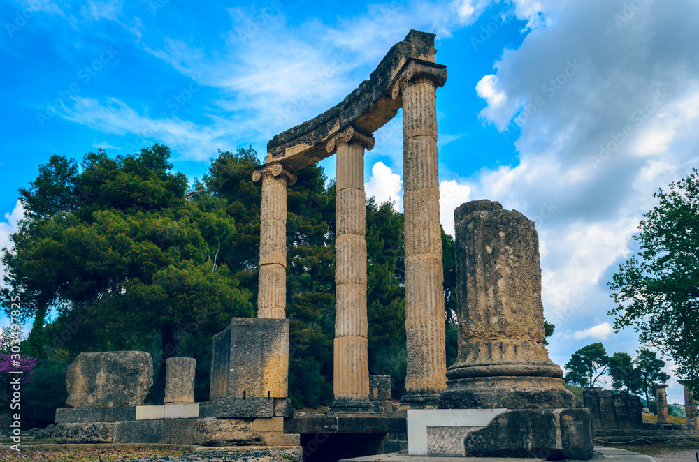 The archaeological site of ancient Olympia. The place where olympic games were born in classical times and where the Olympic torch today is ignited.
