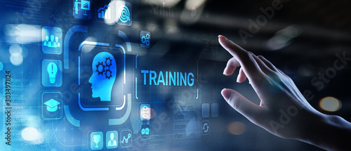 Training Online Education Webinar Personal Development Motivation E-learning Business concept on virtual screen. photo