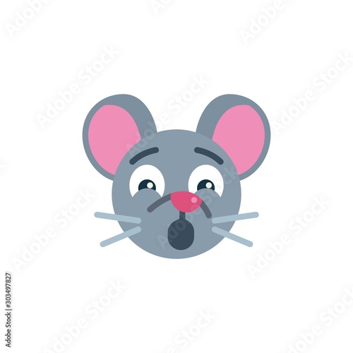 Shocked mouse face emoji flat icon, vector sign, Scared rat emoticon colorful pictogram isolated on white. Symbol, logo illustration. Flat style design © alekseyvanin