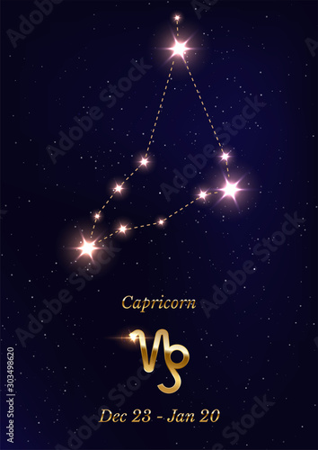 Capricorn constellation vector poster template