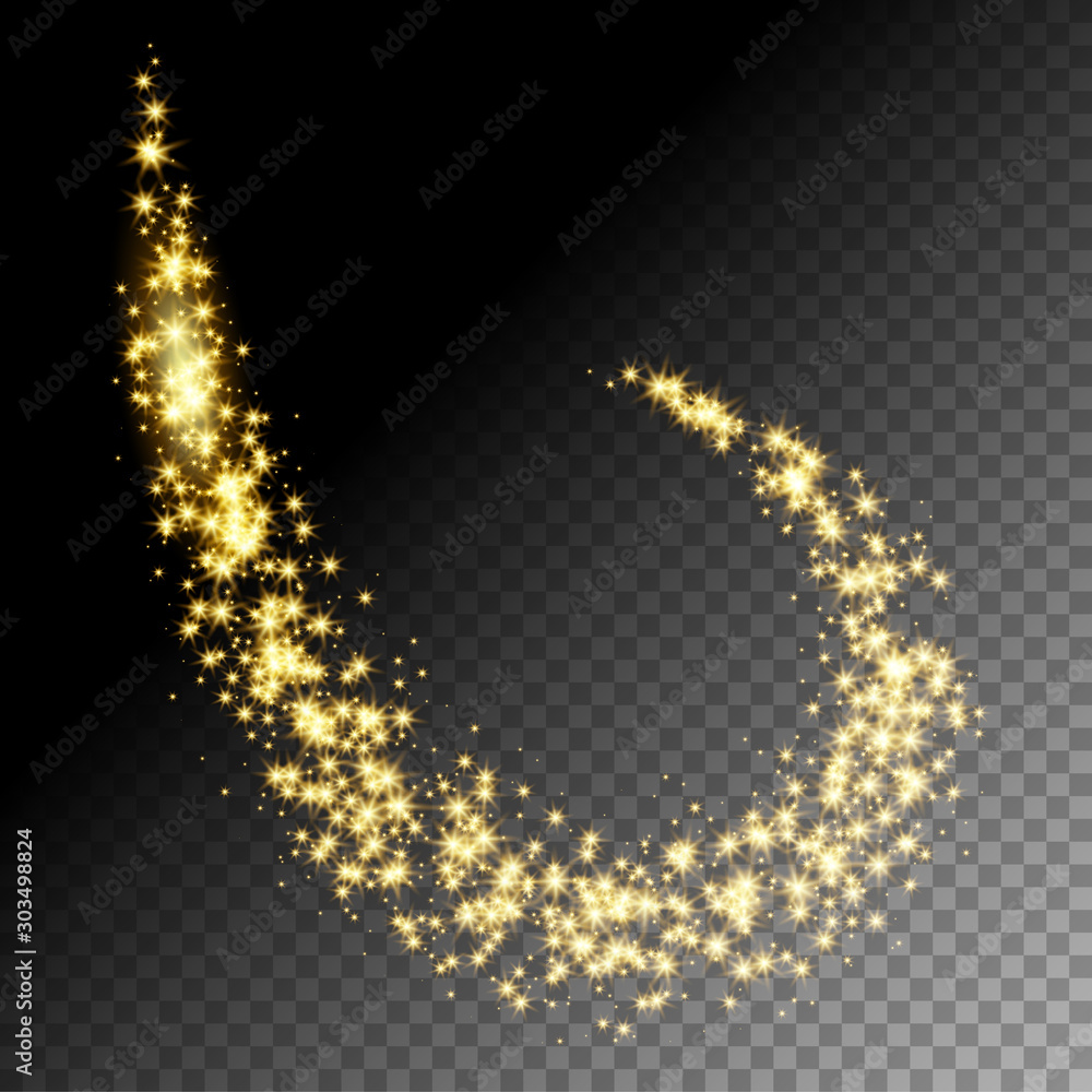 Golden glittering star way vector illustration