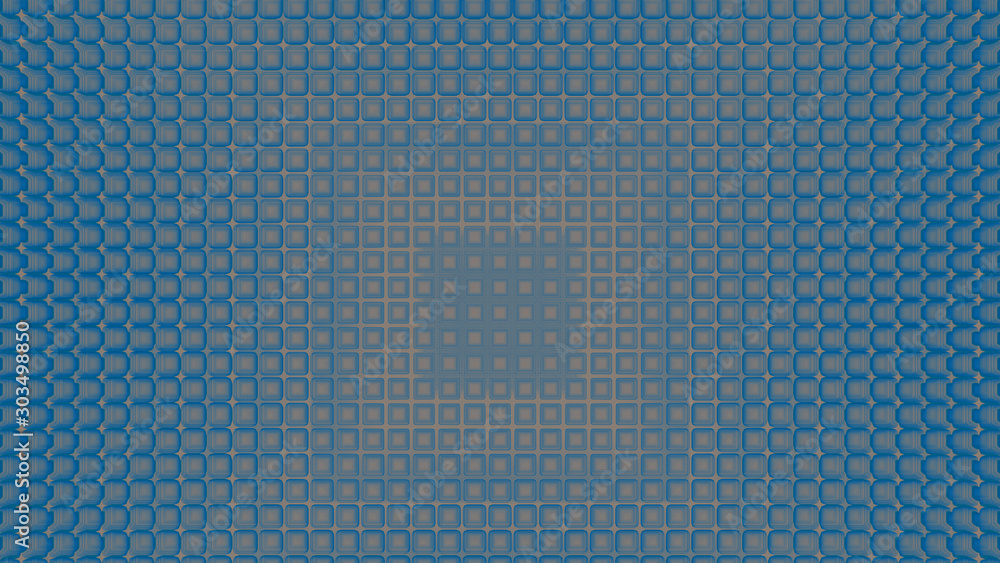 Fototapeta premium abstract composition of brown-blue small squares, computer graphics, 3D rendering, seamless pattern, fractal