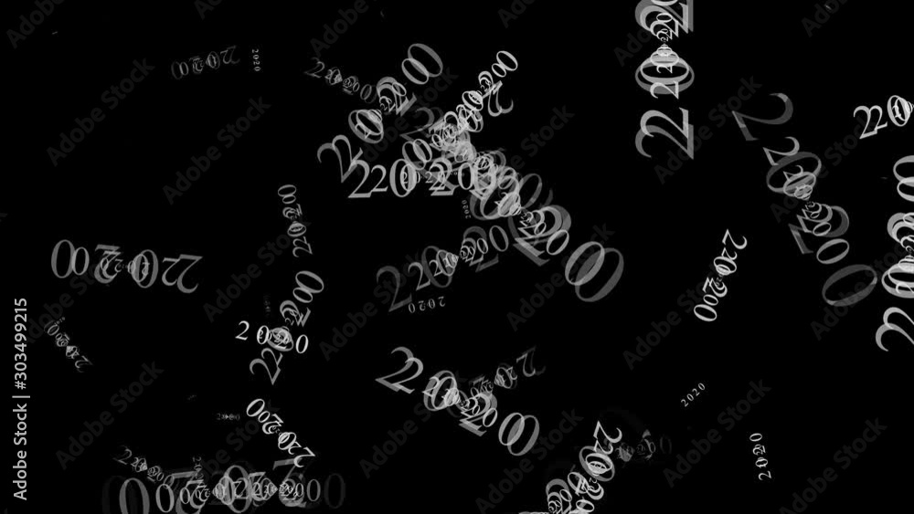 Black and White Splashing 2020 Year Number Seamless Loop Black and White Splashing 2020 Year Number Seamless Loop