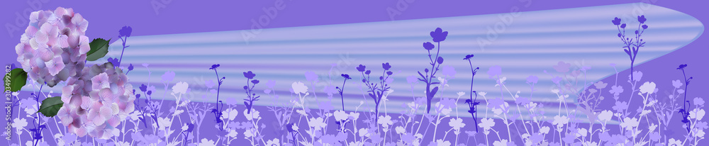 violet flowers on lilac stripe