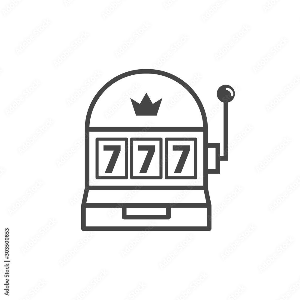 Lucky seven on slot machine icon. Lucky seven on slot machine icon.