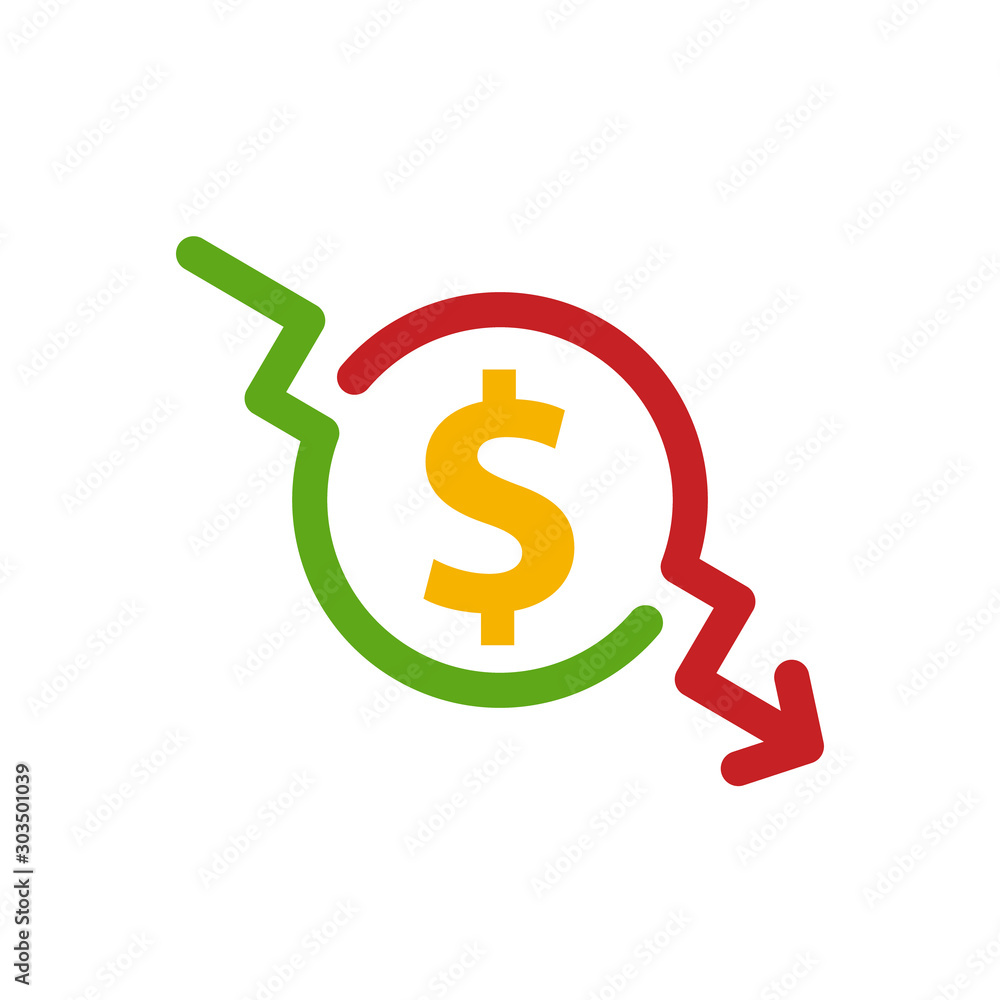 Cost reduction icon. Vector symbol Cost reduction icon. Vector symbol