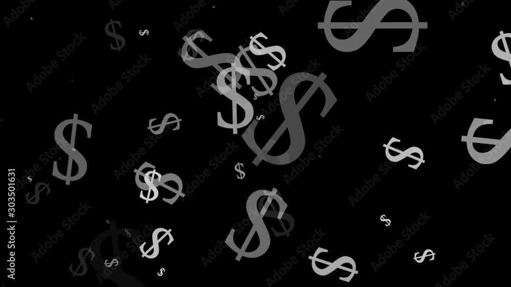 Black and White Flat Dollar Sign Popping Up Seamless Loop Black and White Flat Dollar Sign Popping Up Seamless Loop