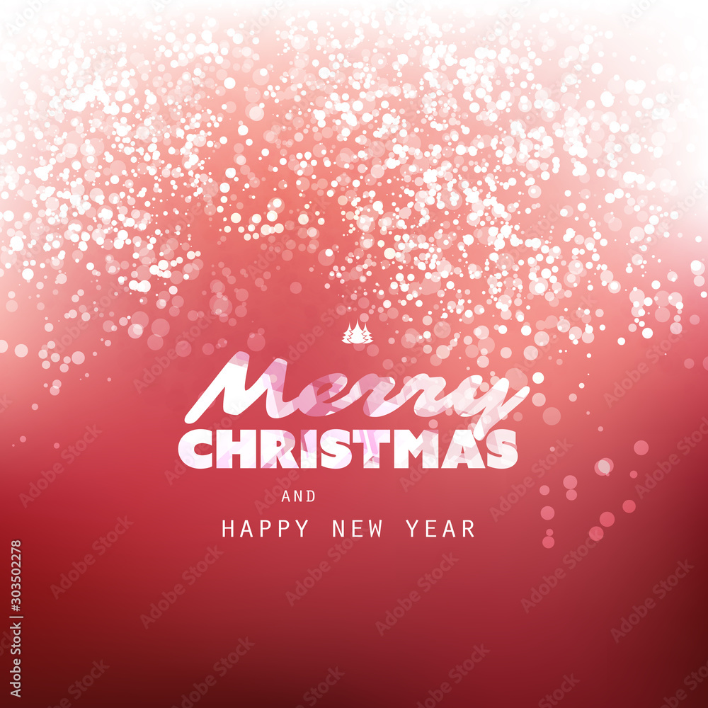 Red and White Happy Holidays, Merry Christmas Greeting Card With Label on a Sparkling Blurred Background Red and White Happy Holidays, Merry Christmas Greeting Card With Label on a Sparkling Blurred Background
