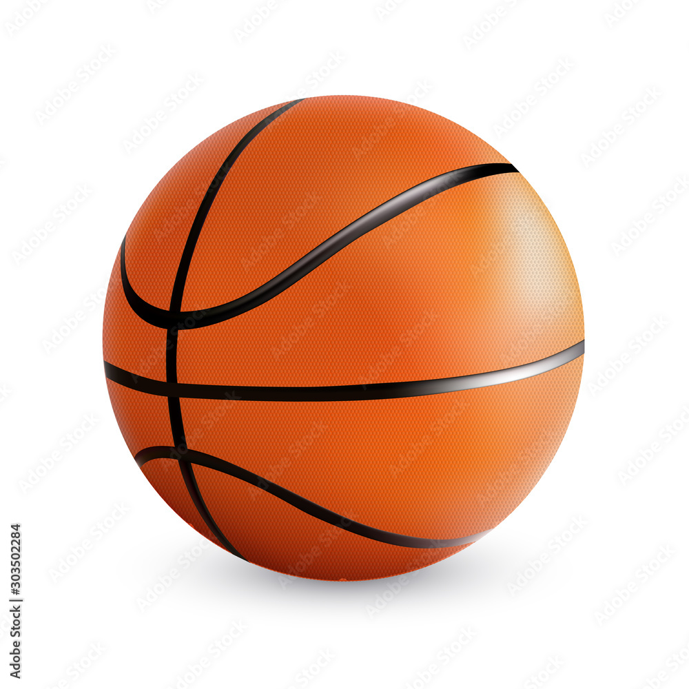Realistic vector basketball. Athletic equipment, healthy lifestyle, fitness activity vector illustration.