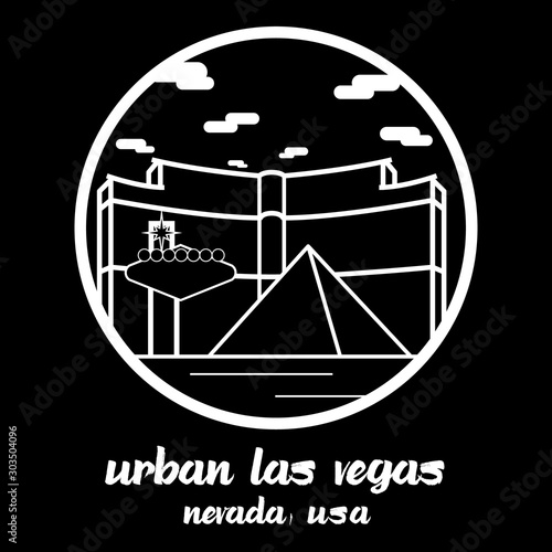 Circle icon line Urban Las Vegas. vector illustration