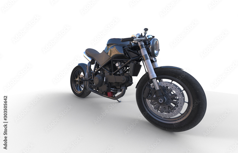 Motorbike custom isolated on white background with shadow Motorbike custom isolated on white background with shadow