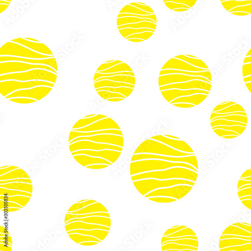 Geometric abstract seamless pattern with yellow circles. Pattern for fashion,wallpaper,paper. Vector illustration.