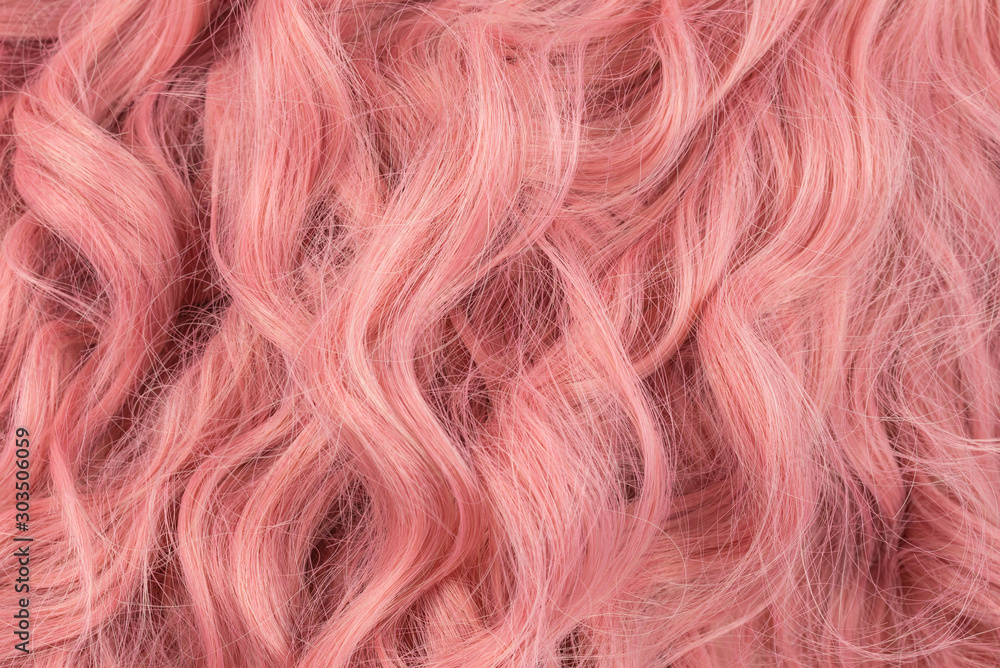 Naklejka premium Pink wavy hair pattern. Top view.