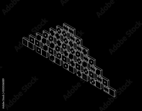 Pyramid of dominoes. Isolat...