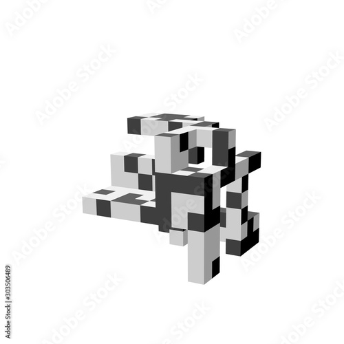 Abstract 3d construction. Isolated on white background. Vector illustration.