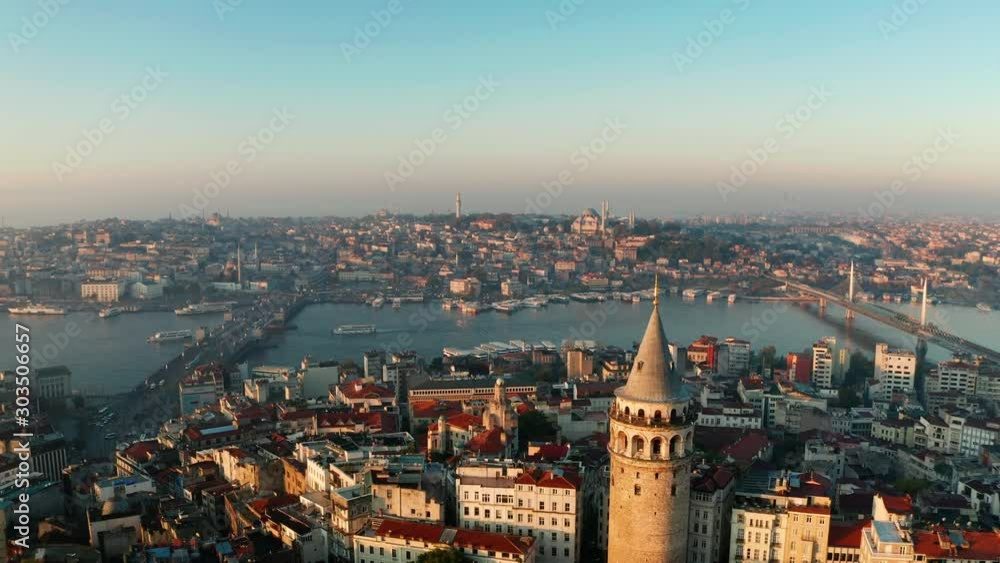 Early morning sunrise of Istanbul Galata Tower and Golden Horn Early morning sunrise of Istanbul Galata Tower and Golden Horn