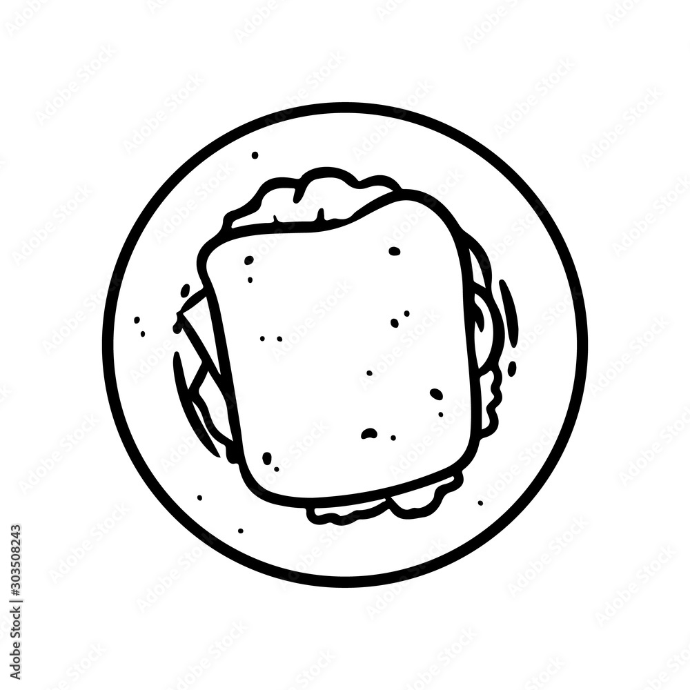 Doodle style cartoon grilled cheese sandwich illustration in vector format.  Sandwich top view logo. Media highlights graphic icon Stock Vector | Adobe  Stock
