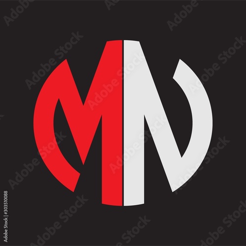 MN Initial Logo design Monogram Isolated on black background