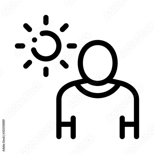 Sun Exposure for Man Icon Vector. Outline Sun Exposure for Man Sign. Isolated Contour Symbol Illustration