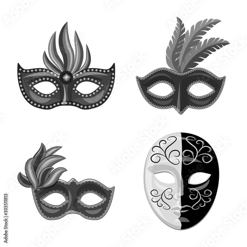 Vector illustration of Venezia and festival logo. Collection of Venezia and celebration vector icon for stock.
