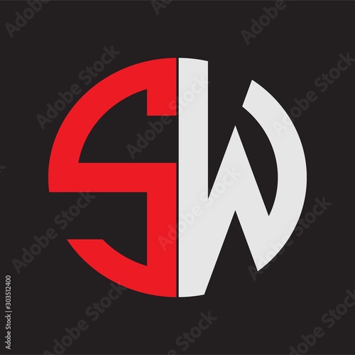 SW Initial Logo design Monogram Isolated on black background