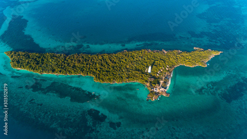 aerial view of the chumbe island coral park, Zanzibar