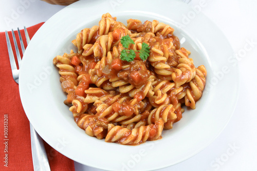 plate of pasta with Bolognese