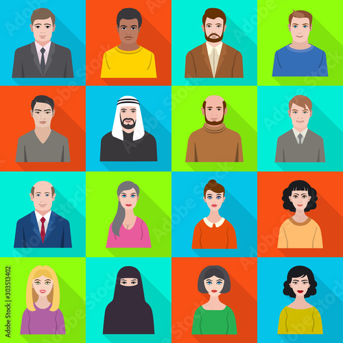 Vector illustration of profile and portrait symbol. Collection of profile and profession stock vector illustration.
