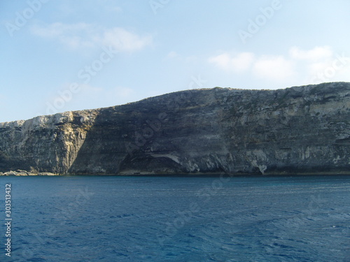 Malta steep coastal area seen from the sea