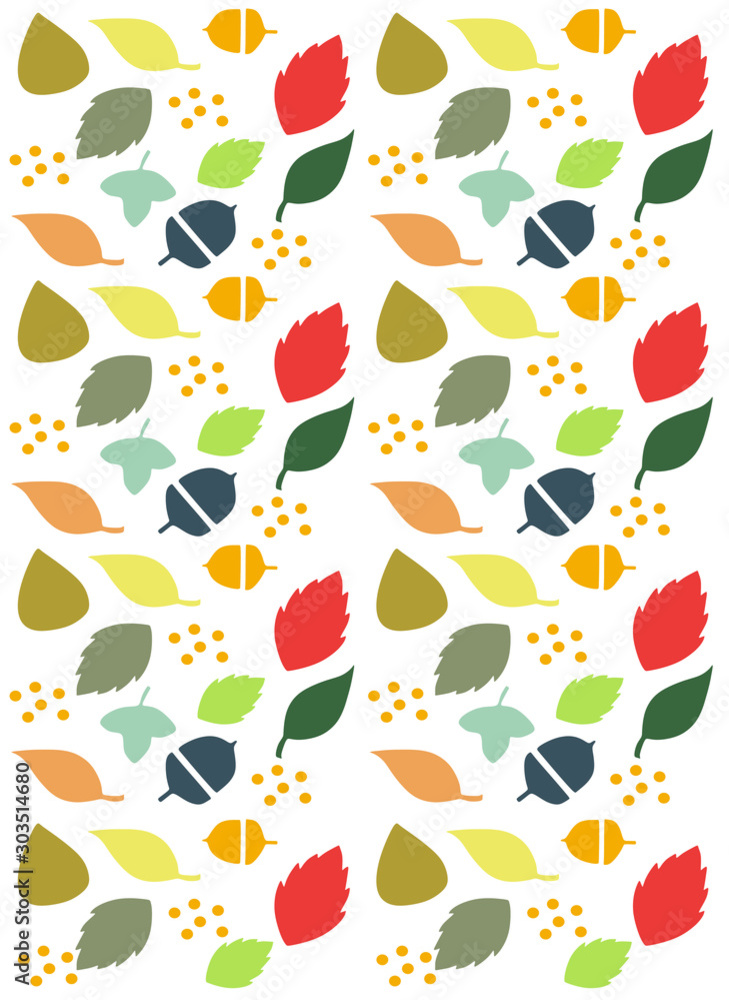 geometric abstract colored autumn leaves on a white background, autumn print