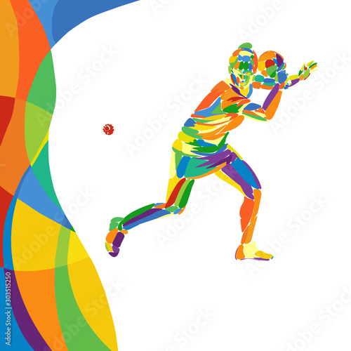 Abstract Female Table Tennis Player. Vector eps10 illustration