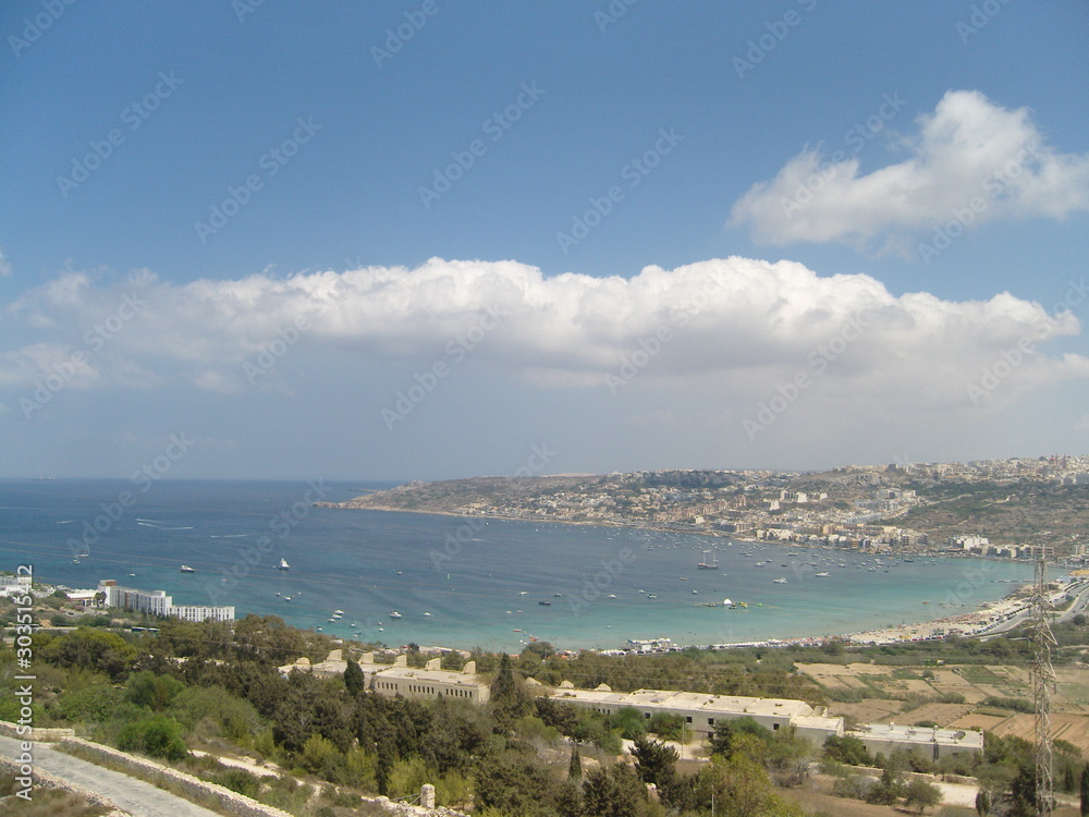 Malta Mellieha beach landscape in summer