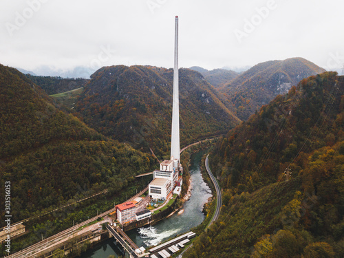 Power plant of Trbovlje. The tallest chimney in Europe, with a height of 360 m