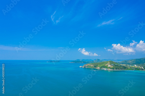 Panorama view of fishing village around the island in Sattahip city, Thailand. © Panwasin