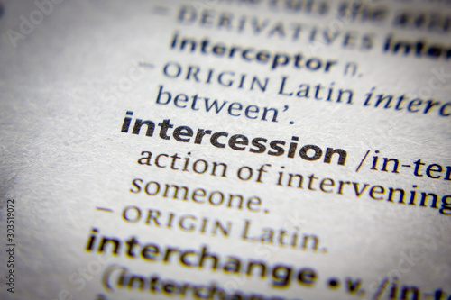 Billede på lærred Word or phrase Intercession in a dictionary.