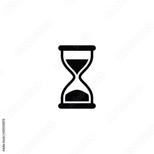 Hourglass simple black vector icon. Sand clock, half full, half empty glyph symbol.