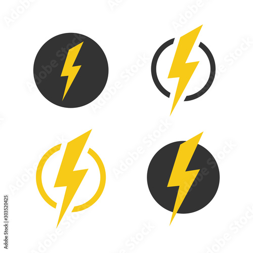 Lightning icons set. Vector symbols set on white